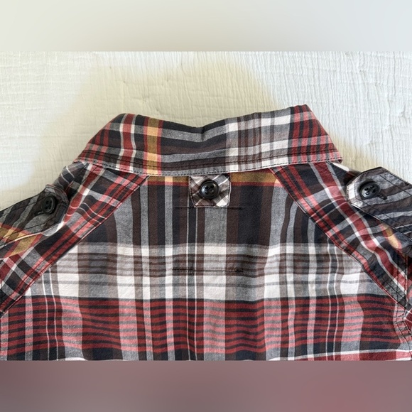 Kane & Unke Plaid Button-Down Shirt | Red Black Check Western Style (Small) - Picture 9 of 10